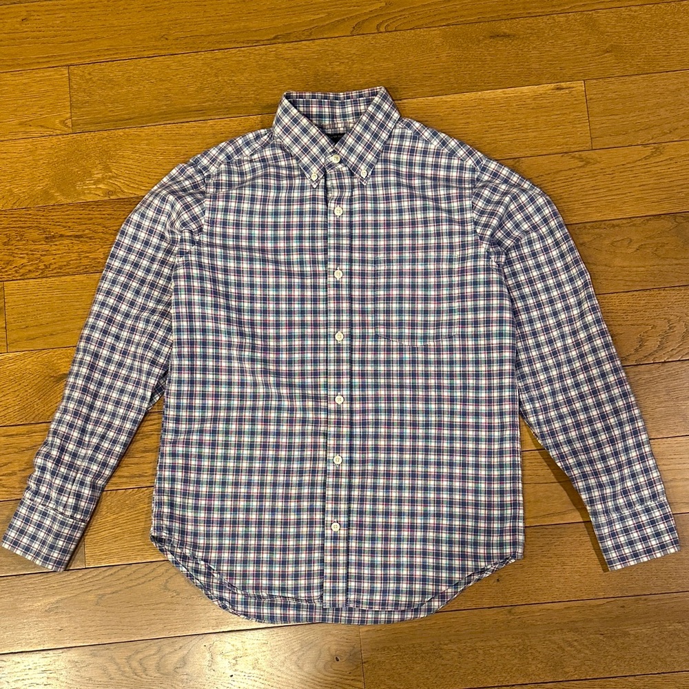 Banana Republic White Blue Red Checkered Shirt Size S
